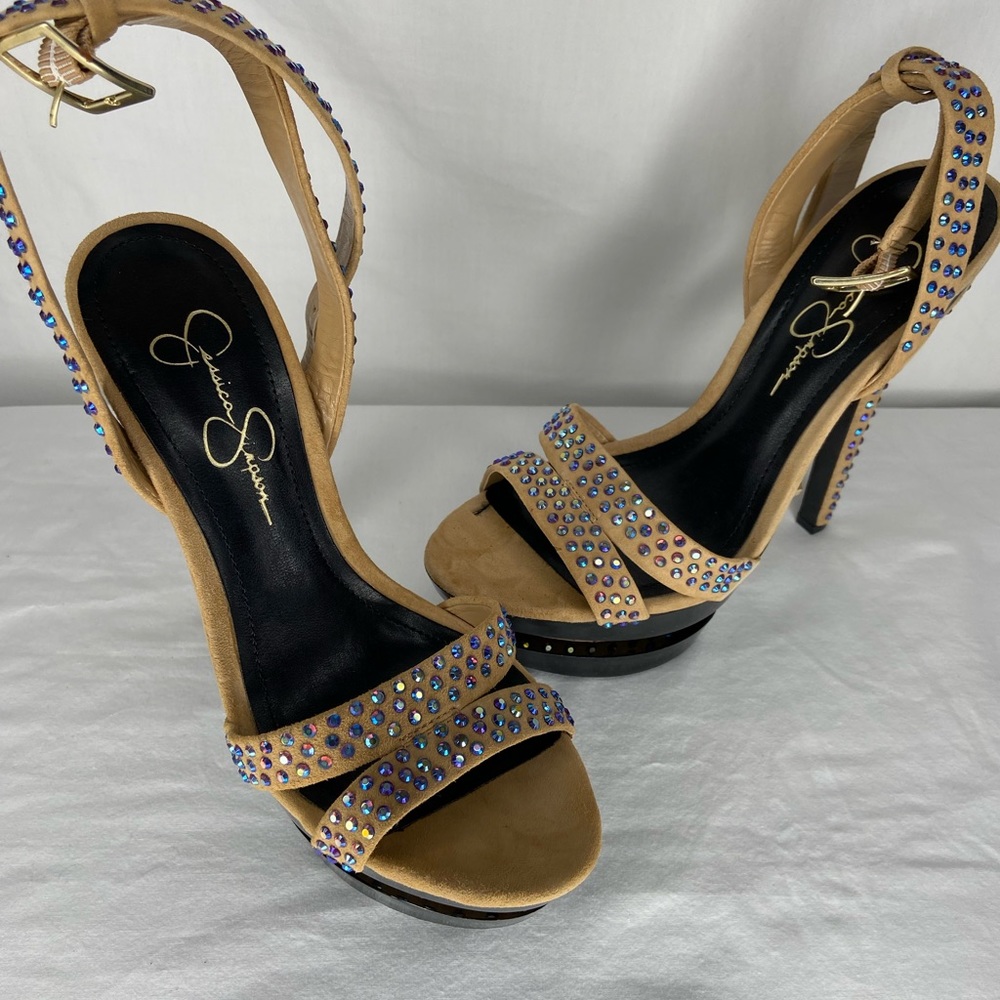 Jessica Simpson tan multi colored sandals size 8 - Picture 2 of 2